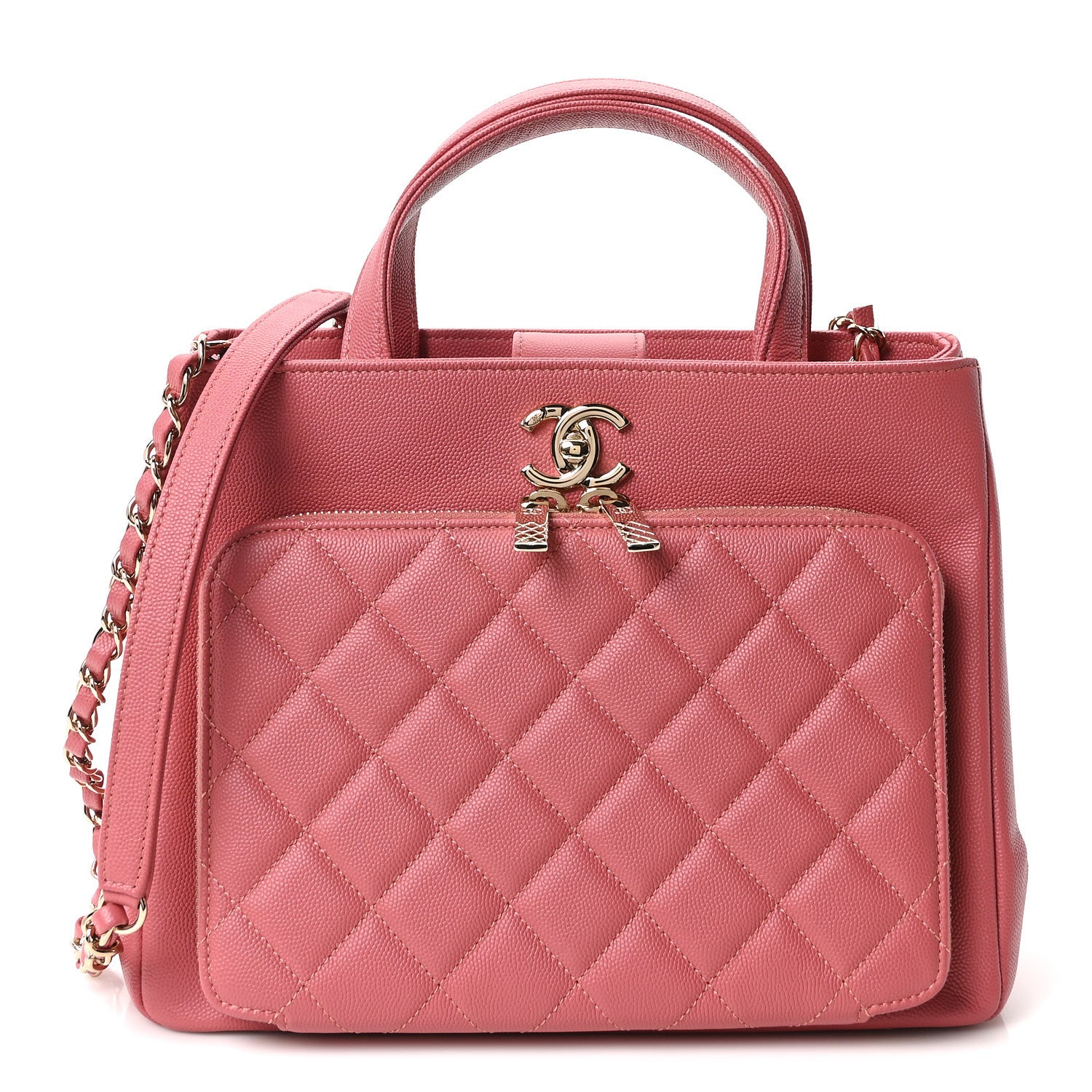 eca27ca6c516fc1e8748a6d37c4b6493.jpg Caviar Quilted Small Business Affinity Shopping Bag Pink - Image 1