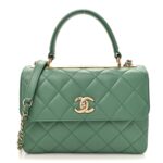 Lambskin Quilted Small Trendy CC Flap Dual Handle Bag Light Green