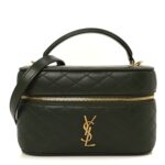 Lambskin Quilted Mini Gaby Vanity Case Olive Wood
