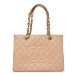 Caviar Quilted Grand Shopping Tote GST Beige
