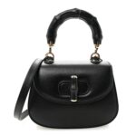 Boarded Dyana Lux Calfskin Mini Bamboo 1947 Top Handle Bag Black