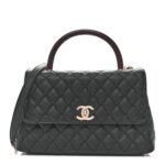 Caviar Quilted Small Coco Handle Flap Black