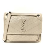Crinkled Calfskin Matelasse Monogram Baby Niki Chain Satchel Crema Soft