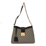 GG Supreme Monogram Medium Padlock Shoulder Bag Black