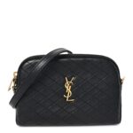 Lambskin Quilted Gaby Zipped Pouch Black