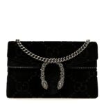 Velvet Skipper Crystal GG Monogram Super Mini Dionysus Shoulder Bag Black
