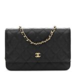 Caviar Quilted Wallet On Chain WOC Black