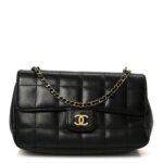 Lambskin Quilted Mini Chocolate Bar Flap Black