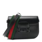 Azalea Calfskin Web Monochrome Small Horsebit 1955 Shoulder Bag Black