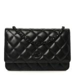 Lambskin Quilted Wallet On Chain WOC So Black
