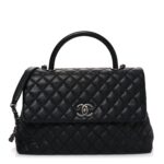 Caviar Quilted Medium Coco Handle Flap Black