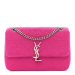 Jersey Wool Patchwork Monogram Medium Jamie Baguette Magenta