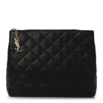 Calfskin Quilted Cassandre Large Cosmetic Pouch Black